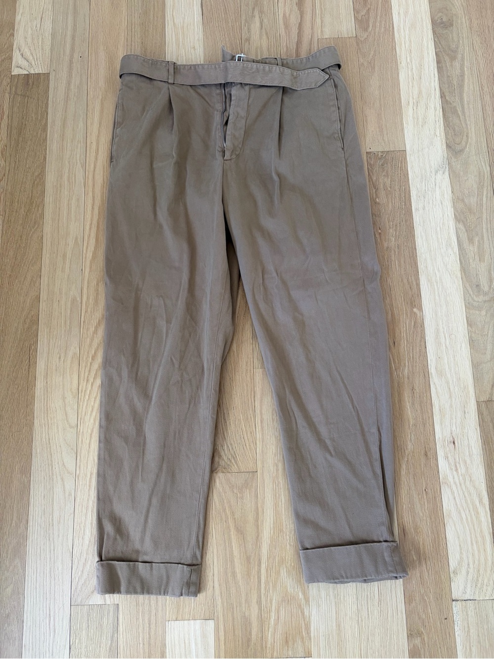Officine Generale Tan Pleated Chinos